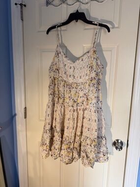 Women’s Floral Tiered Sundress - White and Yellow